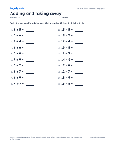 Page 1 of the sample sheet
